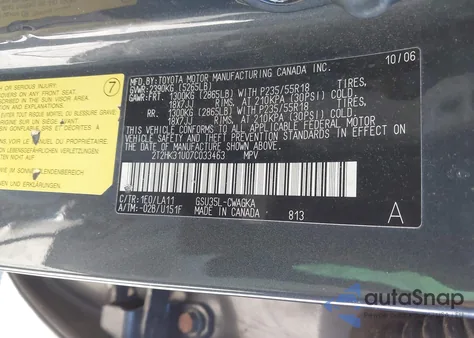 2007 Lexus Rx 350 из США, поврежденный, VIN 2T2HK31U07C033463